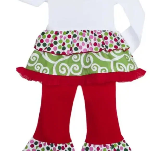 Swirl Christmas Tree Rumba Tunic & Ruffle Pants Set - Picture 9 of 10